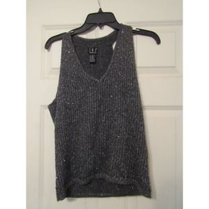 INC Woman's Dark Grey Gray Tank Sweater Vest Wool Mohair Blend Size large